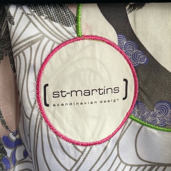 St-martins Cotton Striped Blazer Embellished Butterfly Embroidery Black White 36 - Picture 11 of 13